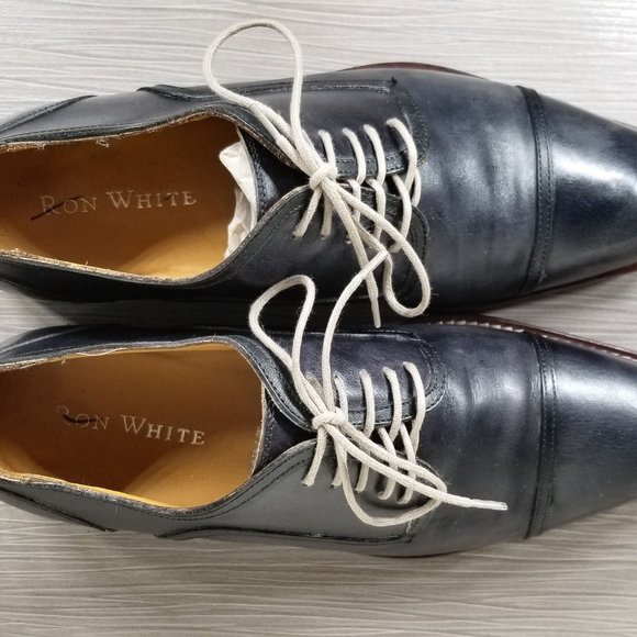 Ron White Eugene Cap Toe Derby, Agean Blue Leather Fit sz 9 - Picture 8 of 10